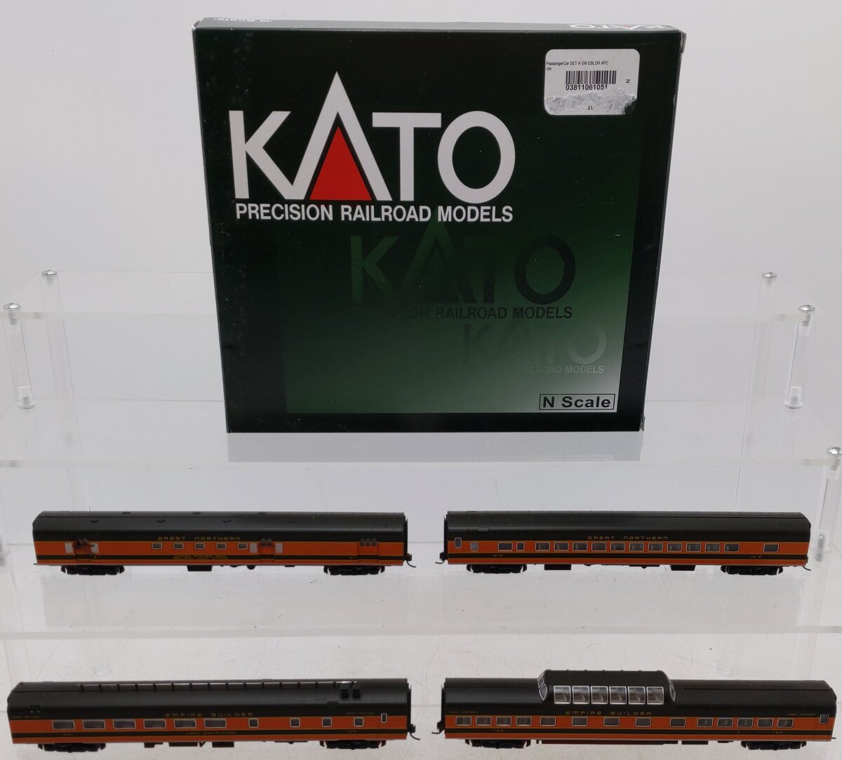 Kato 106-1051 N Scale Great Northern Smoothside Passenger Cars 4 Car (Set A) EX/Box