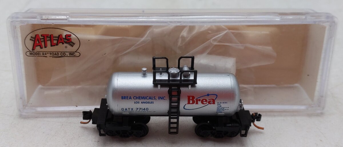 Atlas 32421 N Scale Brea Chemical Tank Car #77140 EX/Box
