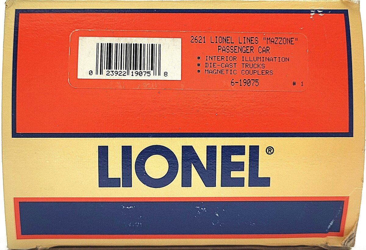 Lionel 6-19075 O Gauge Lionel Lines "Mazzone" Passenger Car #2621 VG/Box
