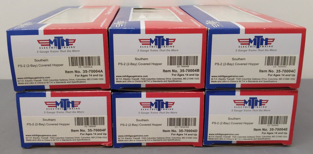 MTH 35-70004 S Scale Southern PS2 Covered Hopper Car Set