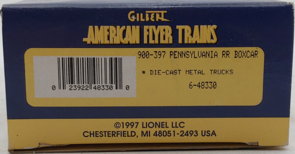 American Flyer 6-48330 S Gauge Pennsylvania Railroad Boxcar #900-397 LN/Box