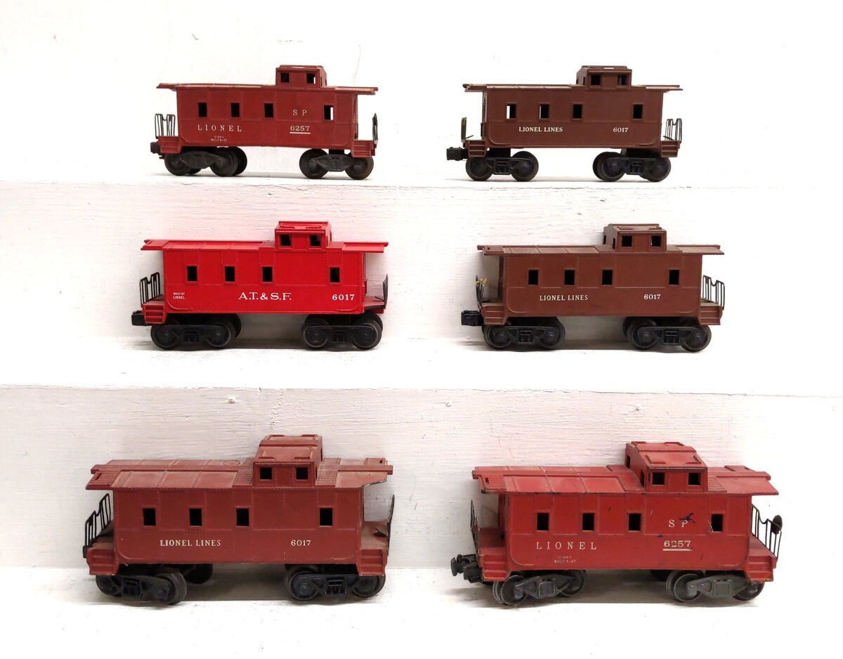Lionel Vintage O Gauge Caboose Cars: 6017, 6257 [6] VG