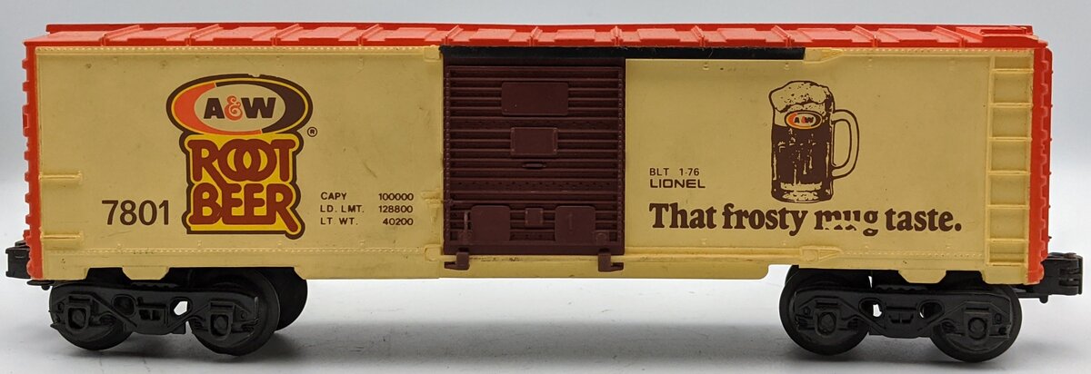 Lionel 6-7801 O Gauge A&W Root Beer Boxcar VG