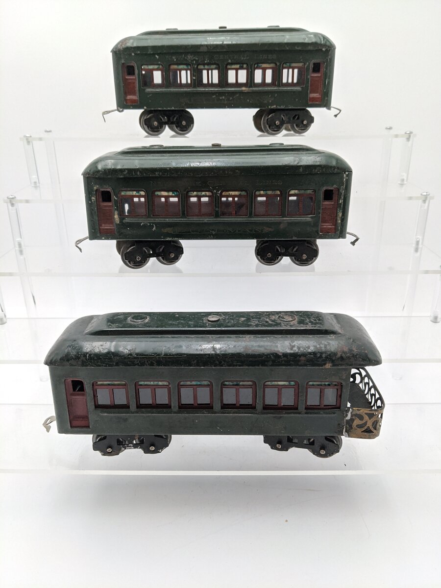 Lionel O Prewar New York Central Pullman Passenger Cars 2-610 & 612 [3] VG