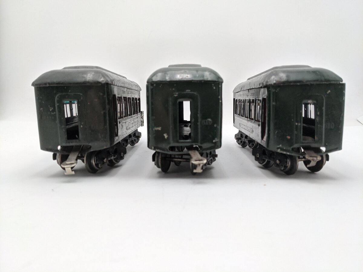 Lionel O Prewar New York Central Pullman Passenger Cars 2-610 & 612 [3] VG