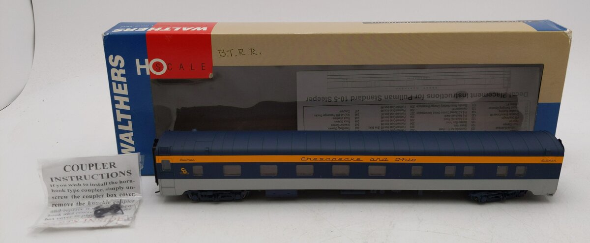 Walthers 932-6749 HO Scale C&O Pullman-Standard 10-5 Sleeper Passenger Car LN/Box