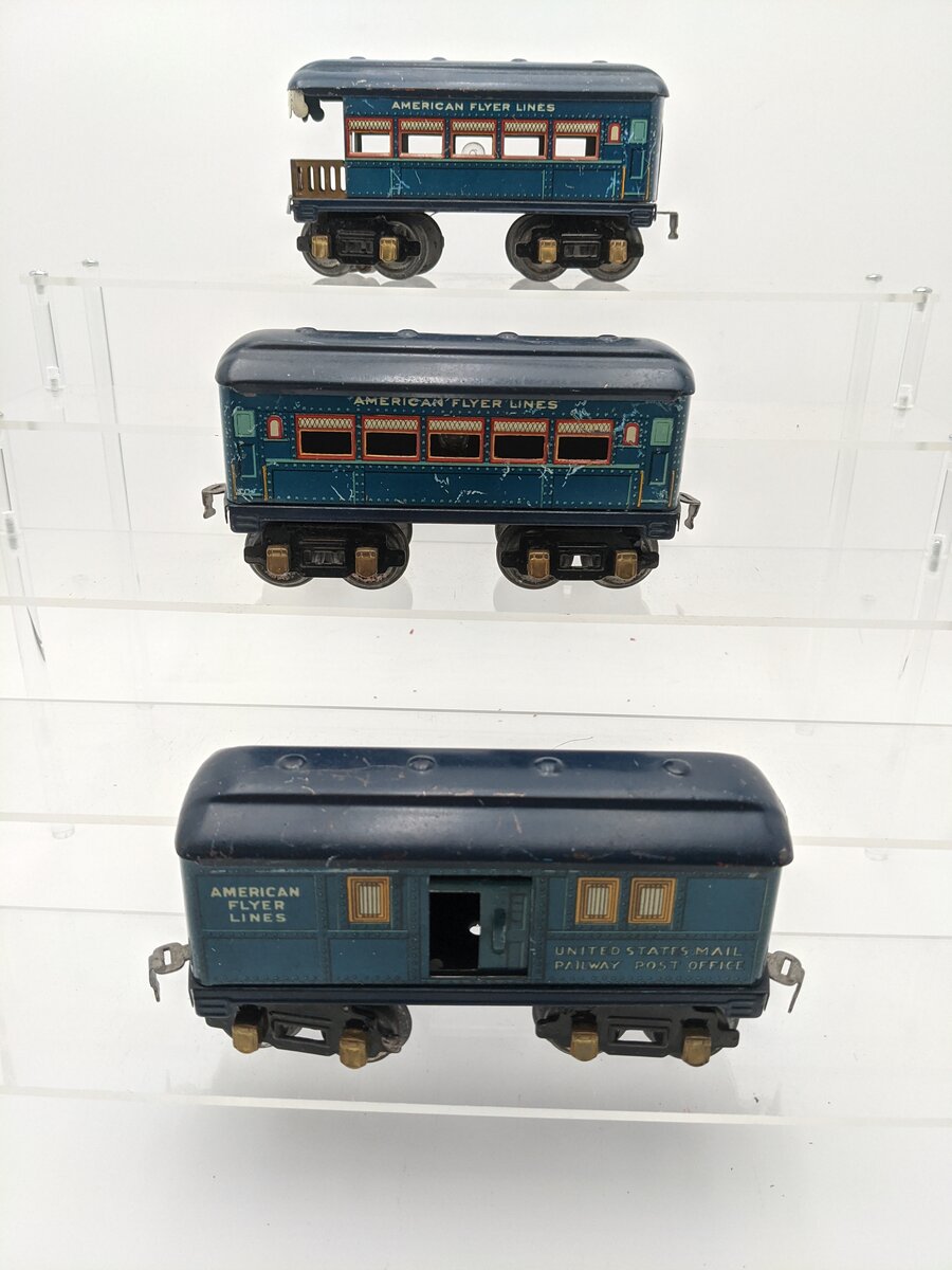 American Flyer 3013 O Prewar Bluebird Set 3 Passenger Cars Only [3] VG