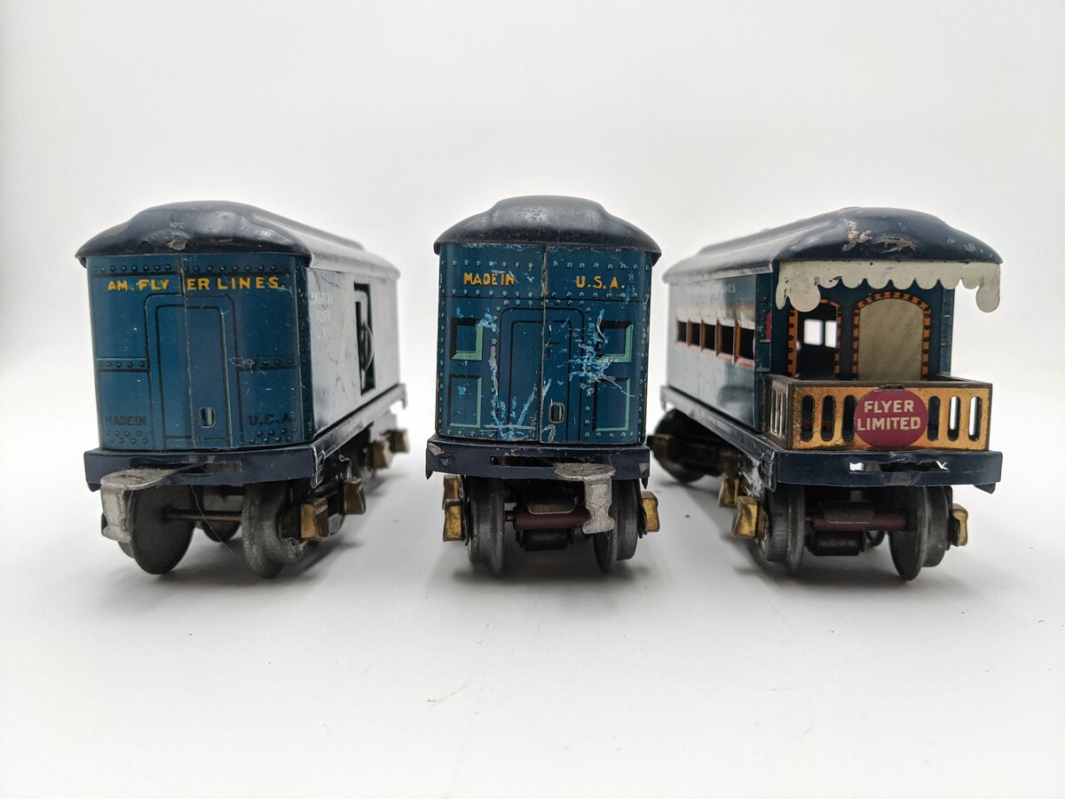 American Flyer 3013 O Prewar Bluebird Set 3 Passenger Cars Only [3] VG