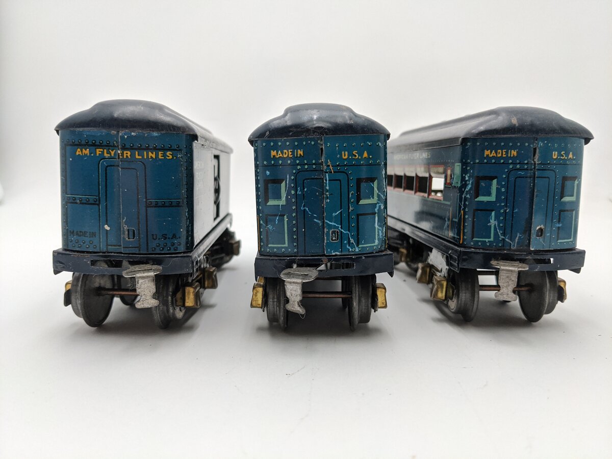 American Flyer 3013 O Prewar Bluebird Set 3 Passenger Cars Only [3] VG
