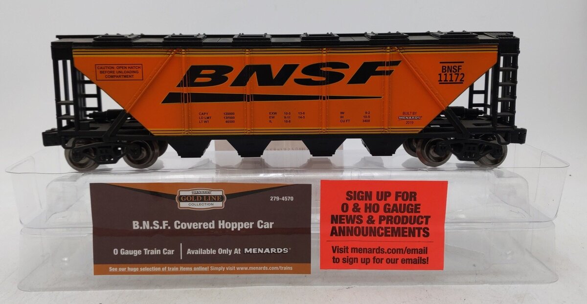 Menards 279-4570 O Gauge BNSF Covered Hopper Car #11172 EX/Box