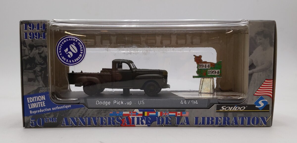 Solido 1:43 50th Anniv. Liberation of France Limited Ed. Dodge Pick-Up US 44\94 NIB