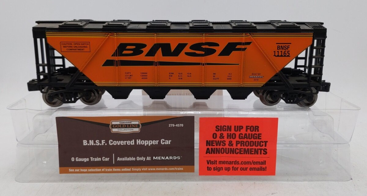 Menards 279-4570 O Gauge BNSF Covered Hopper Car #11165 EX/Box