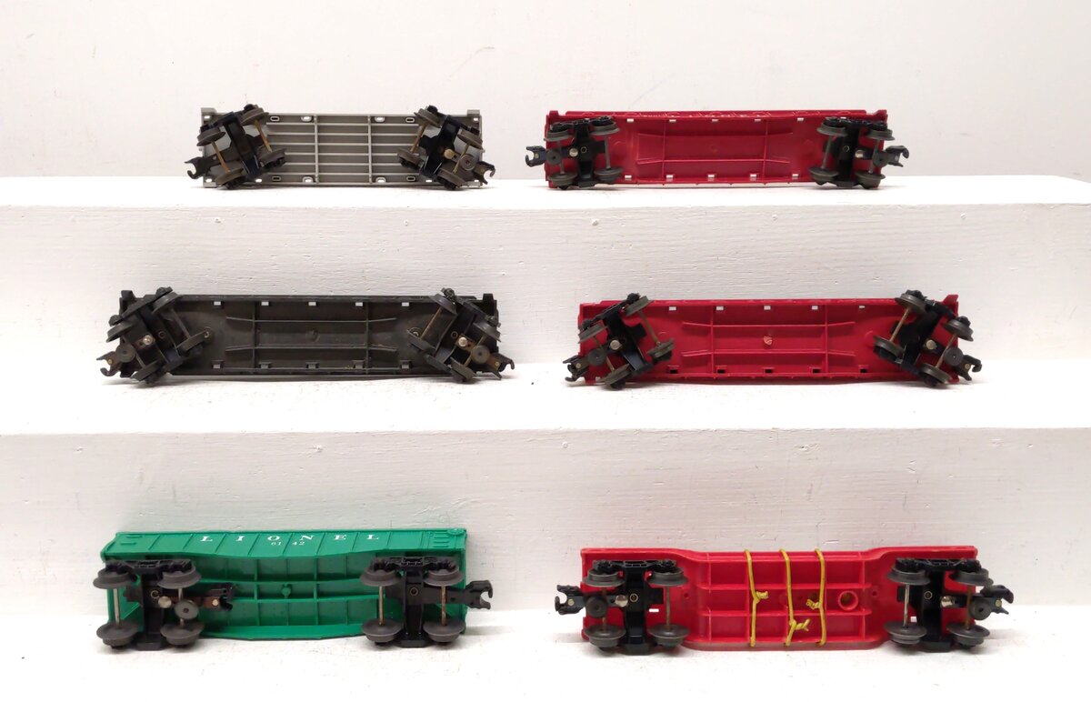 Lionel O Gauge Assorted Freight Cars: 6424, 6142, 6825, 6801 [6] VG