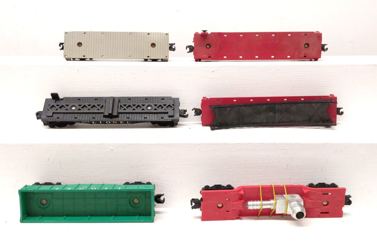 Lionel O Gauge Assorted Freight Cars: 6424, 6142, 6825, 6801 [6] VG