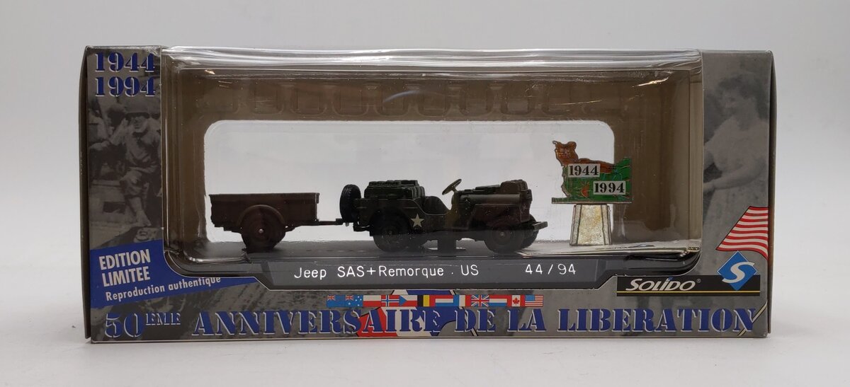 Solido 50th 1:43 Scale Anniv. Liberation of France Jeep SAS+Remorque US 44\94 NIB