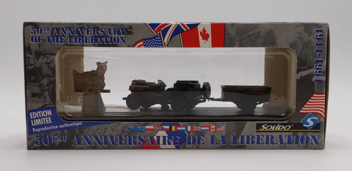 Solido 50th 1:43 Scale Anniv. Liberation of France Jeep SAS+Remorque US 44\94 NIB