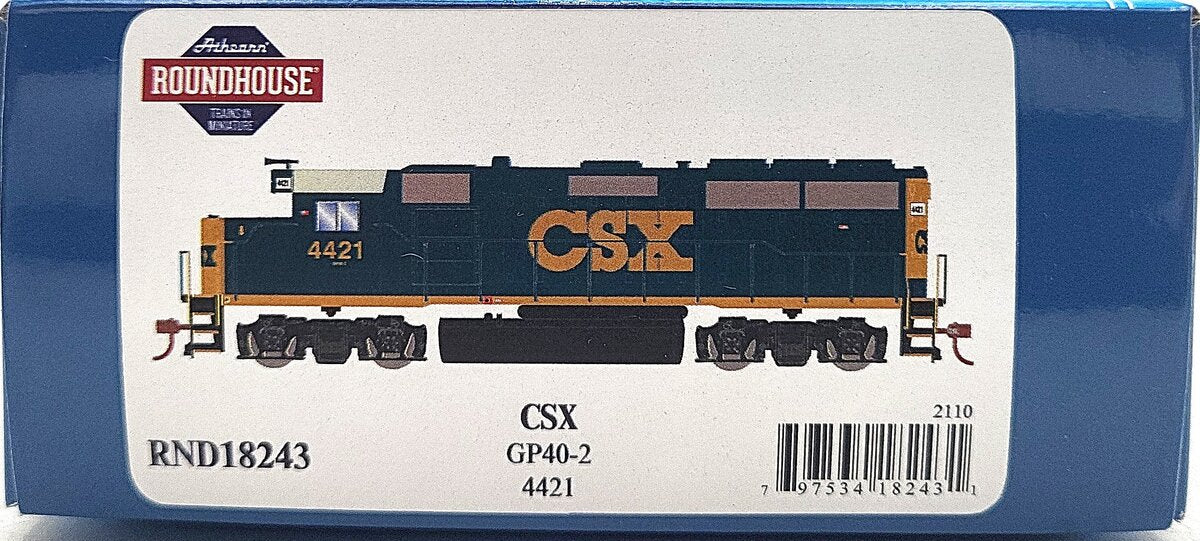 Roundhouse 18243 HO CSX GP40-2 Diesel Locomotive Standard DC #4421 LN/Box
