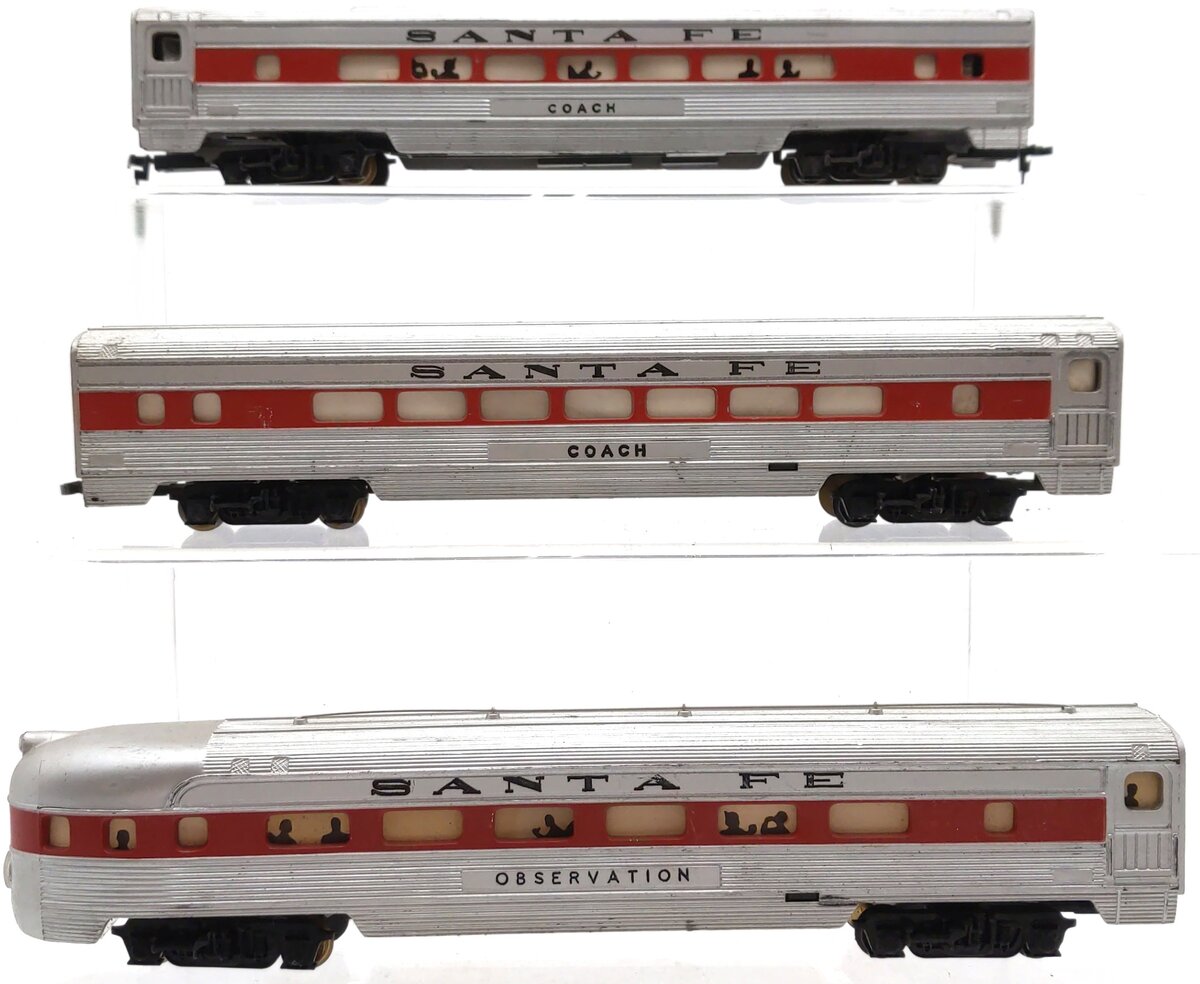 Tyco HO Scale Santa Fe Passenger Cars: Coach, Observation [3] VG
