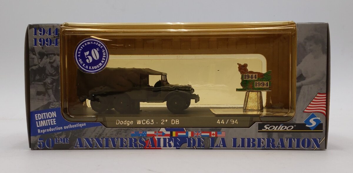 Solido 1:43 50th Anniv Liberation of France Limited Ed Dodge WC63 2'DB 44\94 NIB
