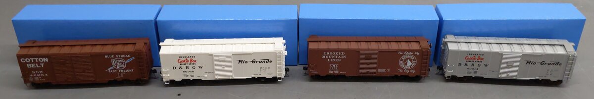 Athearn Assembled S Scale Assorted Boxcars #60028,1952,60014,46254 [4] EX/Box