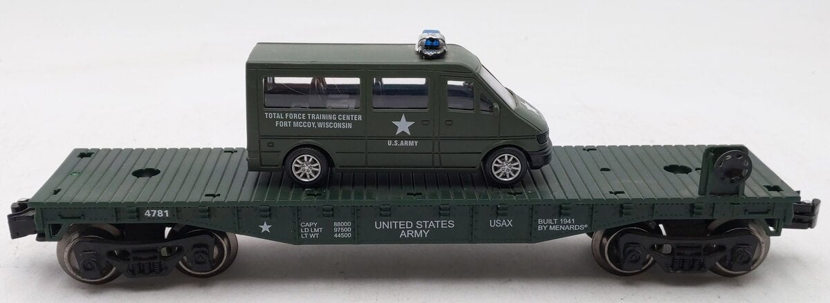 Menards 279-3449 O Gauge Army Flatcar with Military Van #4781 EX/Box