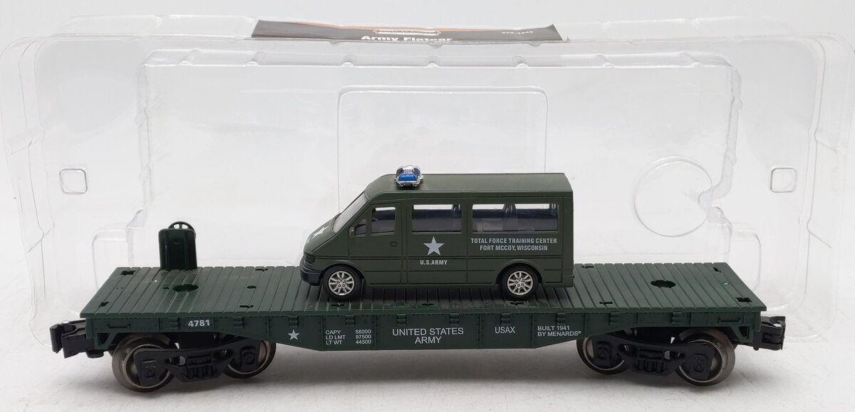 Menards 279-3449 O Gauge Army Flatcar with Military Van #4781 EX/Box