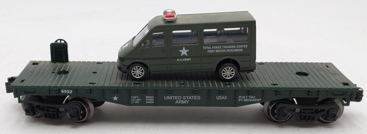 Menards 279-3449 O Gauge Army Flatcar with Military Van #6552 EX/Box