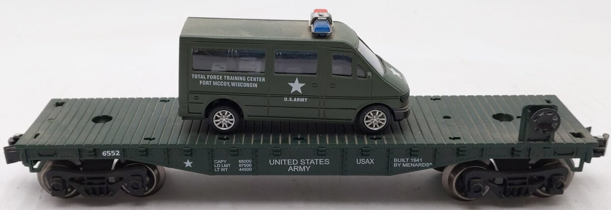 Menards 279-3449 O Gauge Army Flatcar with Military Van #6552 EX/Box