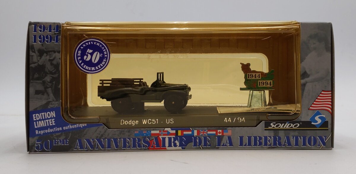 Solido 1:43 Scale 50th Anniv Liberation of France Limited Ed Dodge WC51 US 44\94 NIB