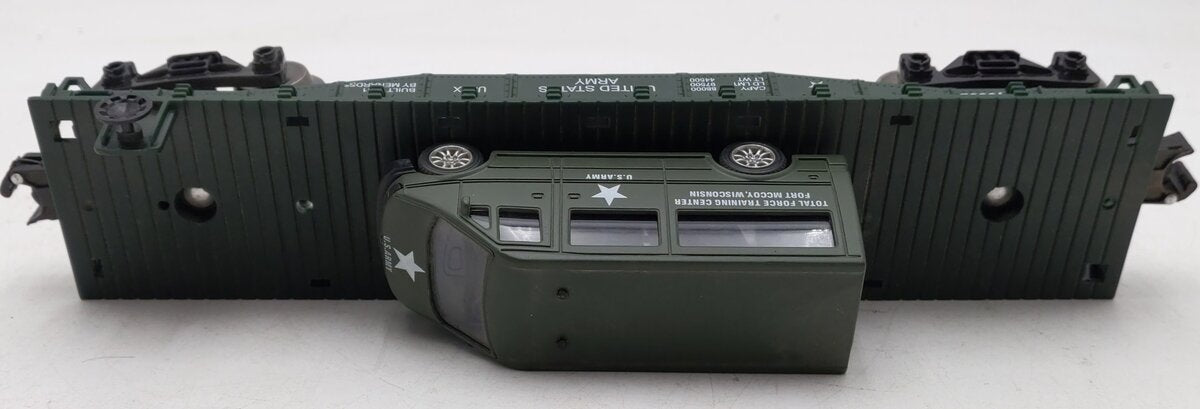 Menards 279-3449 O Gauge Army Flatcar with Military Van #10882 VG/Box