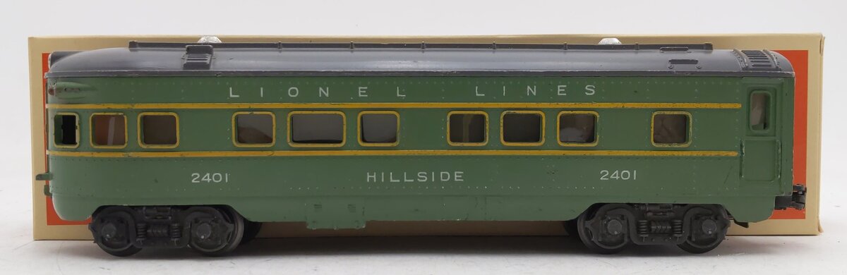 Lionel 2401 Vintage O Lionel Lines Green/Gray Hillside Observation Car VG/Box