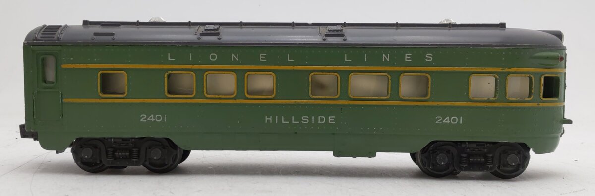 Lionel 2401 Vintage O Lionel Lines Green/Gray Hillside Observation Car VG/Box