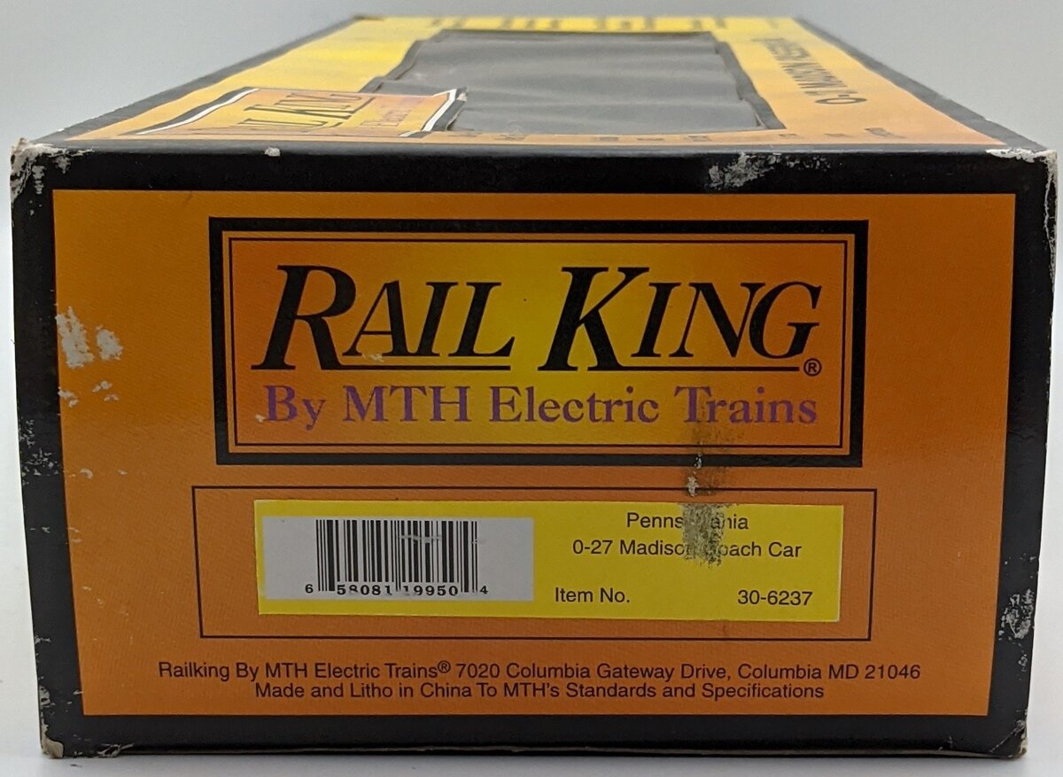 MTH 30-6237 O Gauge Pennsylvania Madison Coach Car #1034 LN/Box