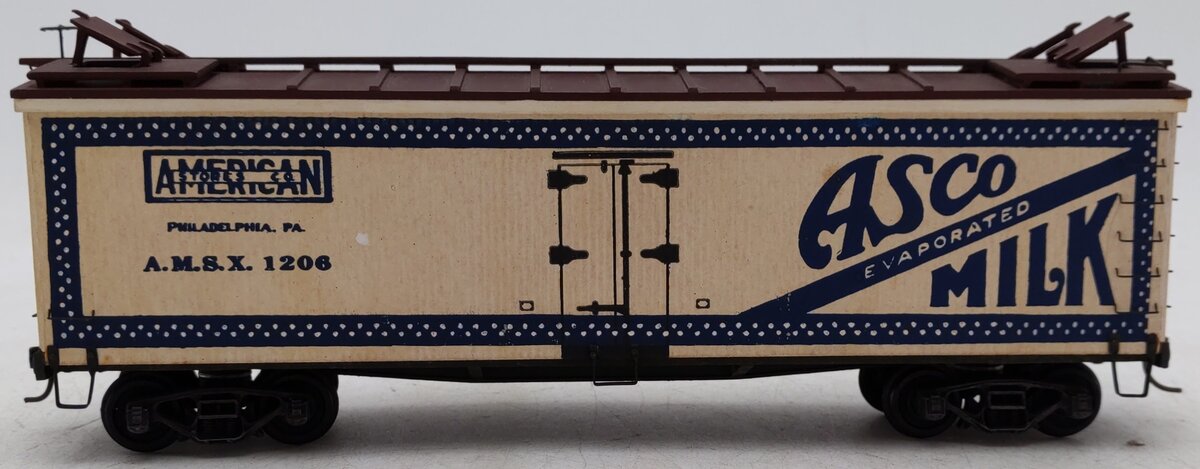 Custom Built S Gauge American Stores Company Evaporated Milk Reefer Car #1206 VG/Box