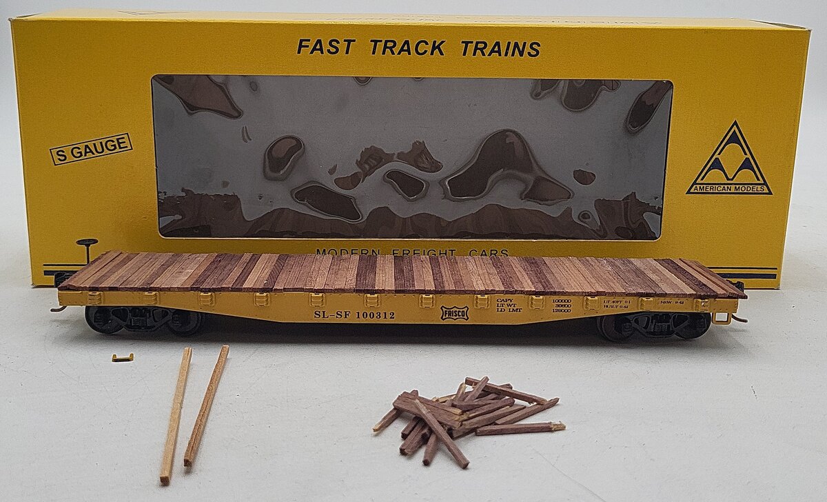 American Models 6022 S Scale Frisco Flatcar w/Stakes EX/Box
