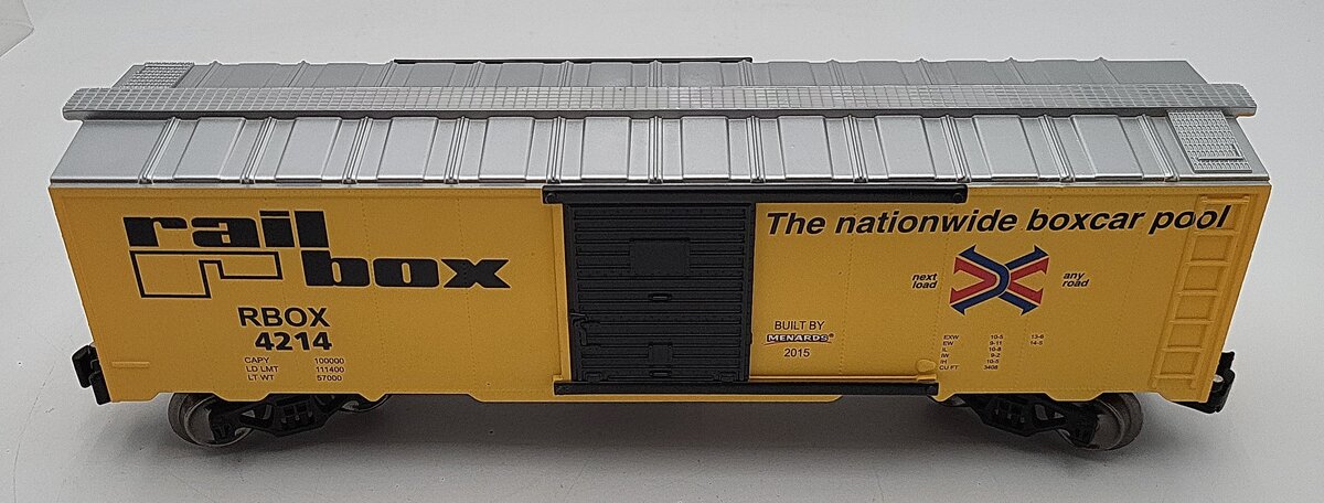 Menards 279-2619 O Railbox Boxcar #4214 LN/Box