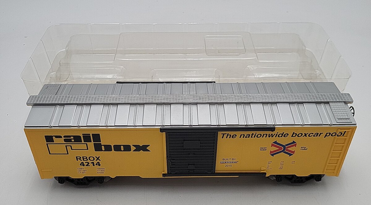 Menards 279-2619 O Railbox Boxcar #4214 LN/Box