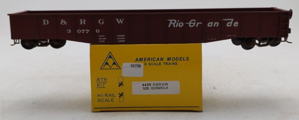 American Models S Scale Denver & Rio Grande Western 52ft Gondola Car #30776 LN/Box