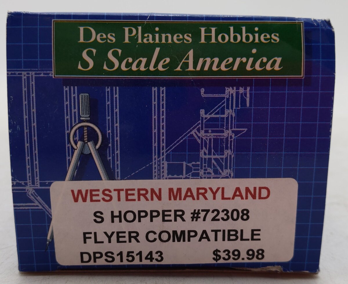 Des Plaines Hobbies DPS15143 S Gauge Western Maryland Hopper Freight Car #72308 EX/Box
