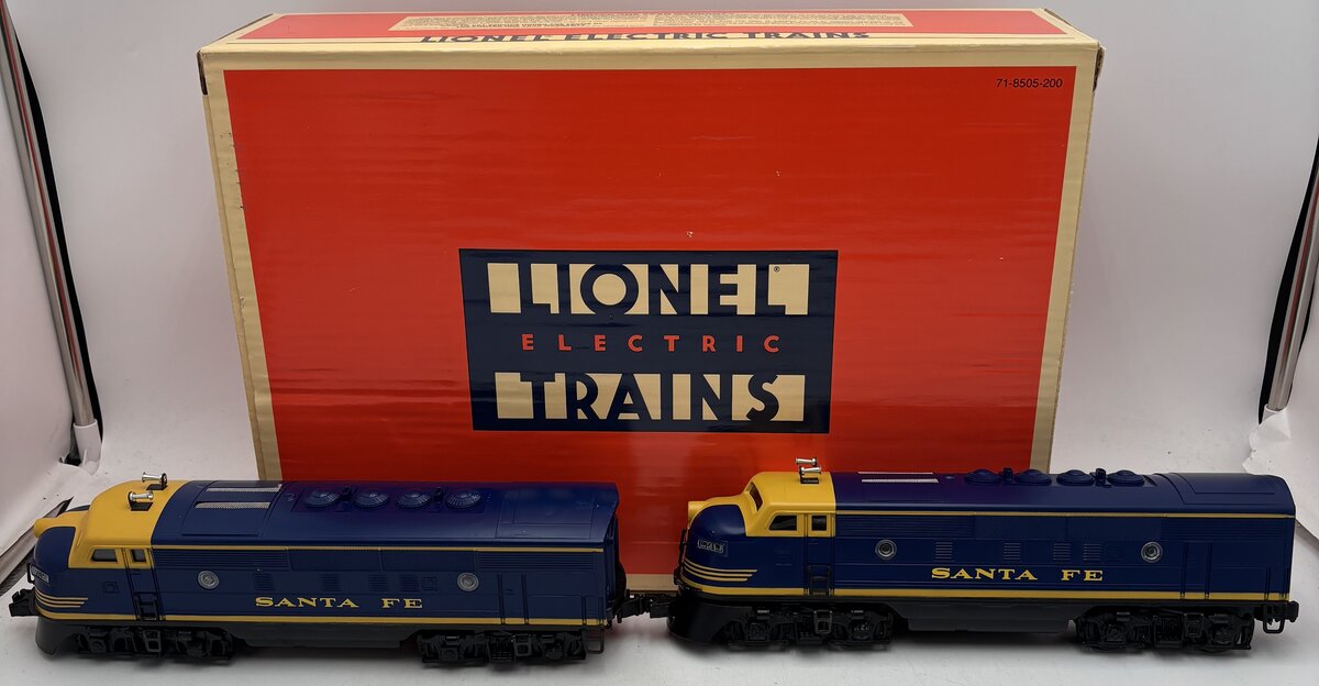 Lionel 6-18117 O Gauge Santa Fe Blue/Yellow F3 AA Diesel Set EX/Box