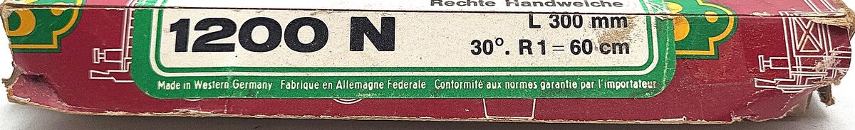 LGB 1200N Right Hand Manual Switch/Turnout VG/Box