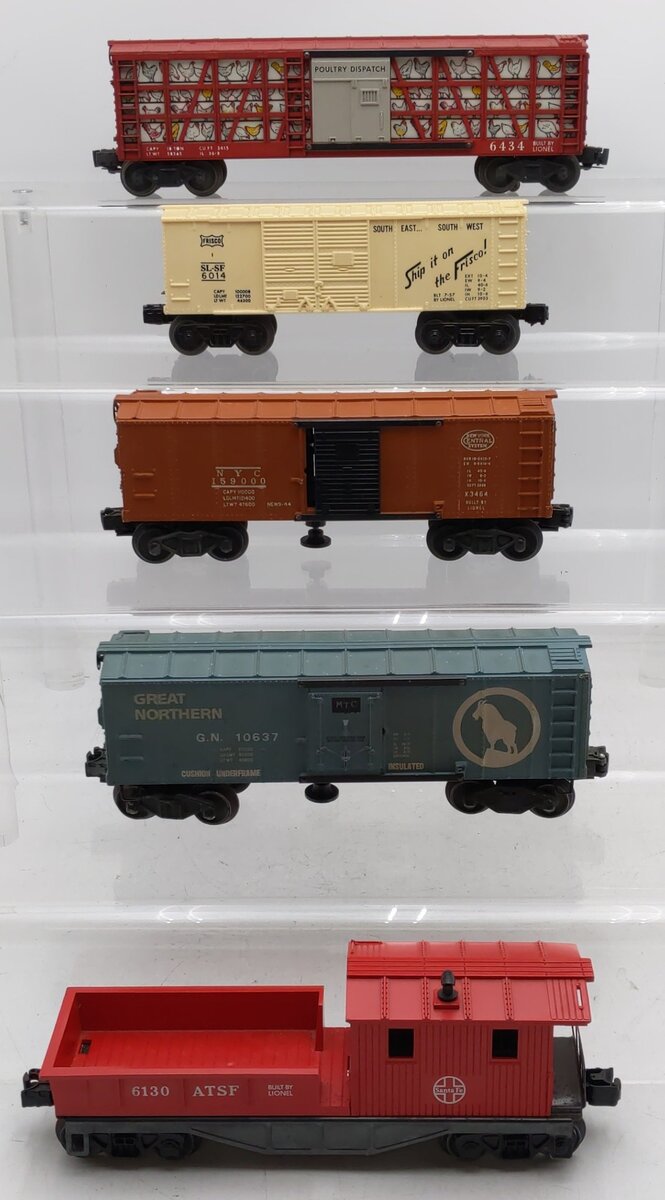 Lionel Vintage O Gauge Freight Cars #6434,6130,6014,159000,10637 [5] VG