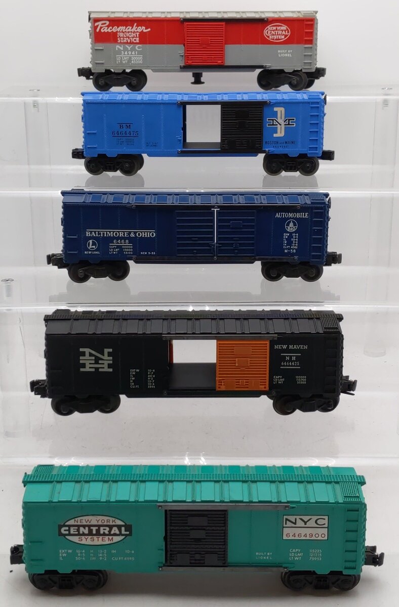 Lionel Vintage O Gauge Boxcars #34941,6468,6464425,6464475,6464900 [5] VG