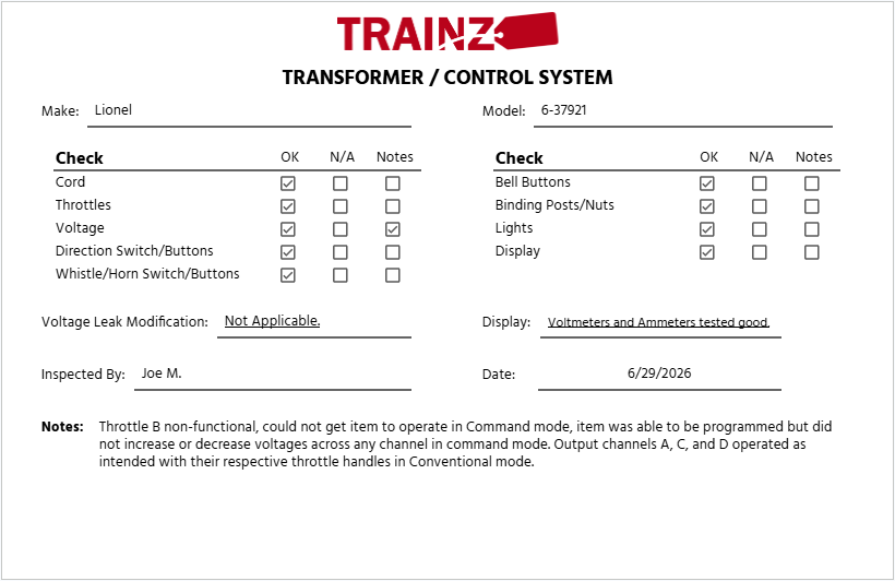 Lionel 6-37921 ZW-L 620 Watt 4-Train Transformer EX/Box