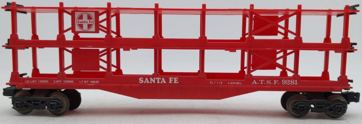 Lionel 6-9281 O Gauge Santa Fe Tri-level Auto Carrier EX