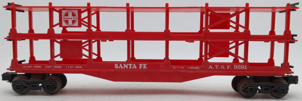 Lionel 6-9281 O Gauge Santa Fe Tri-level Auto Carrier EX