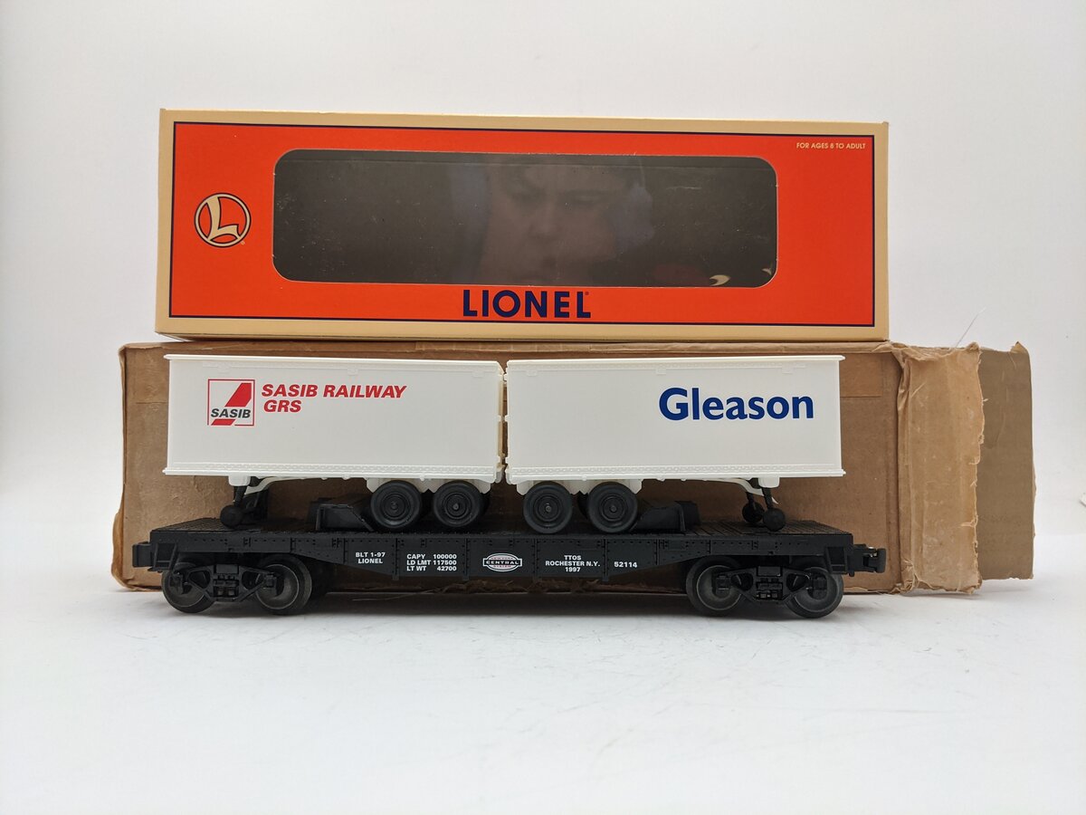 Lionel 6-52114 O Gauge NYC TTOS Flatcar with Gleason & SASIB Trailer EX/Box