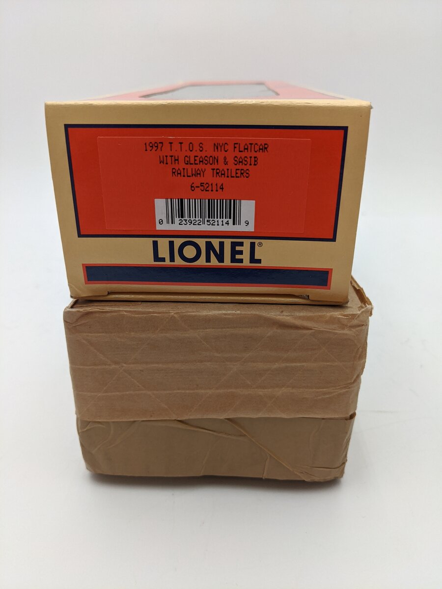 Lionel 6-52114 O Gauge NYC TTOS Flatcar with Gleason & SASIB Trailer EX/Box