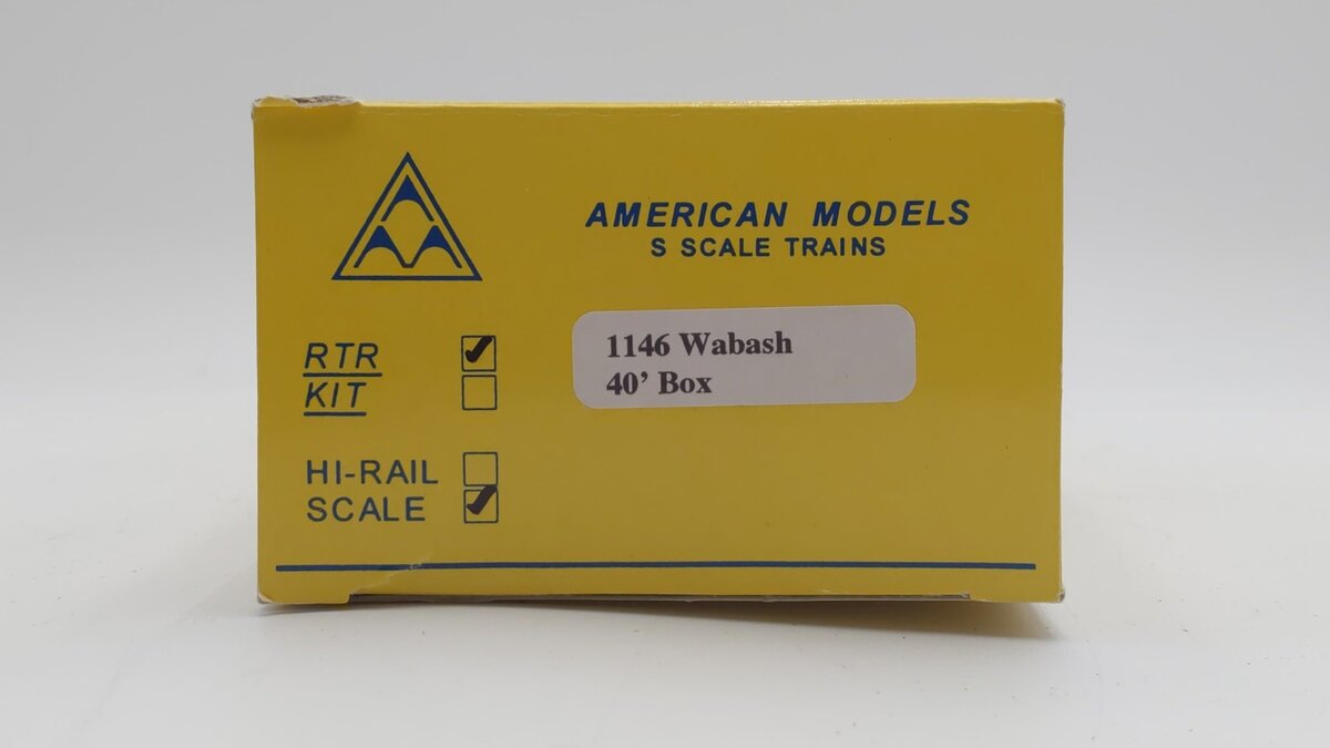 American Models 1146 S Scale Wabash 40' Box Car #91457 EX/Box