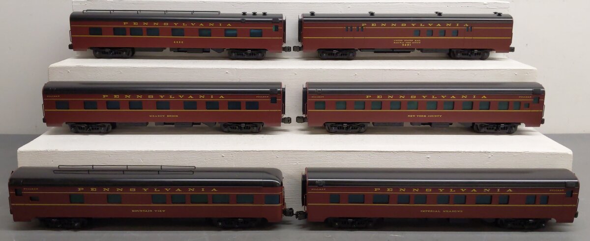 Right-of-Way 5704 O BRASS Pennsylvania 6-Car Passenger Set - 3 Rail EX/Box